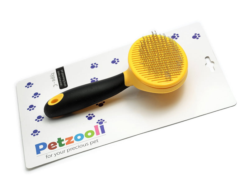 Petzooli Slicker Brush, Healthy Grooming, Quick, Efficient Use. Soft Wire, No-Mess Shedding, Self-Clean Design, Suited to Home or Professional Use, Pet-Friendly - PawsPlanet Australia