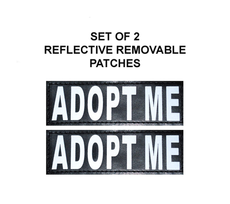 [Australia] - Set of 2 Service Dog Reflective Adopt ME Removable Patches for Dog Harnesses & Vests. Medium 4" X 1.5" 