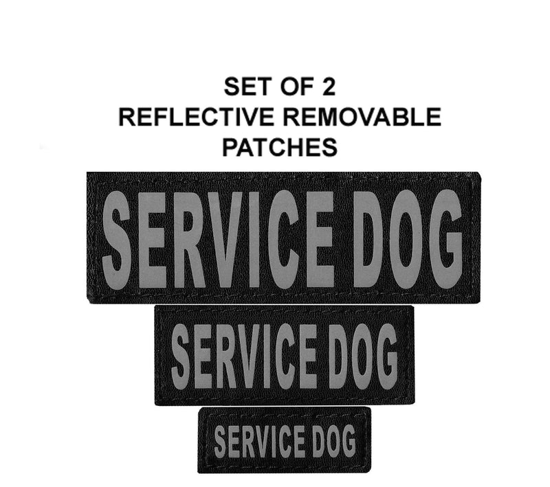 [Australia] - Set of 2 Service Dog Reflective Service Dog Removable Patches for Dog Harnesses & Vests. Large 6" x 2" 