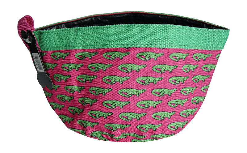 [Australia] - Mainstreet Collection Waterproof Pet Travel Bowl (Hot Pink Alligator) 