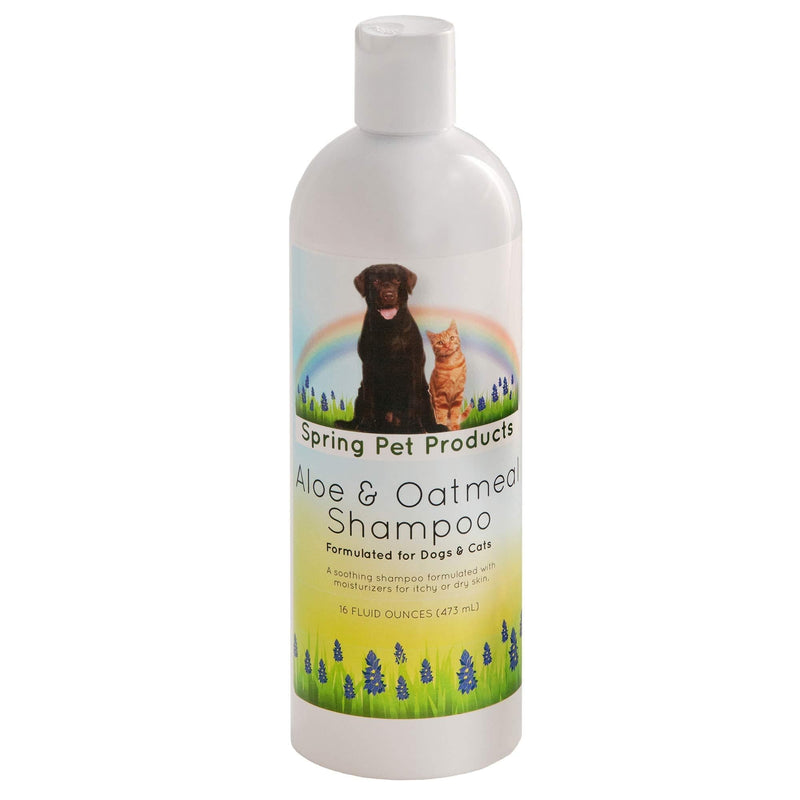 [Australia] - Spring Pet Aloe and Oatmeal Shampoo for Dogs and Cats ~ Veterinarians Choice Hypoallergenic Formula Blend of Coat and Skin Conditioners and Moisturizers Made in USA 16 Ounce 