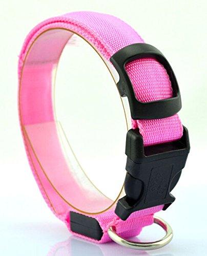 [Australia] - New Tech Junkies LED PET Glow Collar Dog Cat Night Safety Lead Adjustable Harness Flash Light Up Medium Hot Pink 