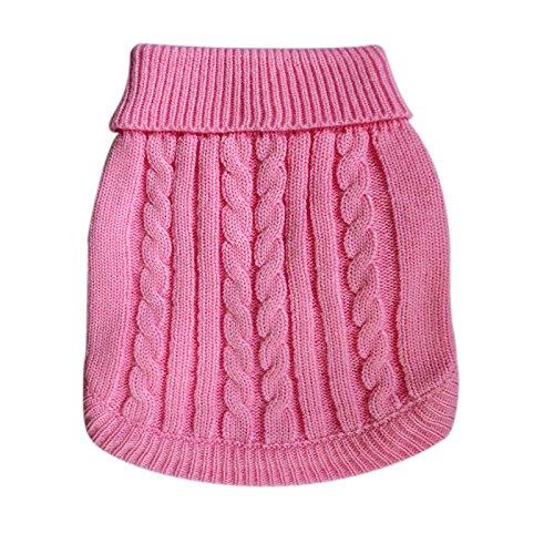 Tangpan Turtleneck Classic Straw-Rope Pet Dog Sweater Apparel XS Pink - PawsPlanet Australia