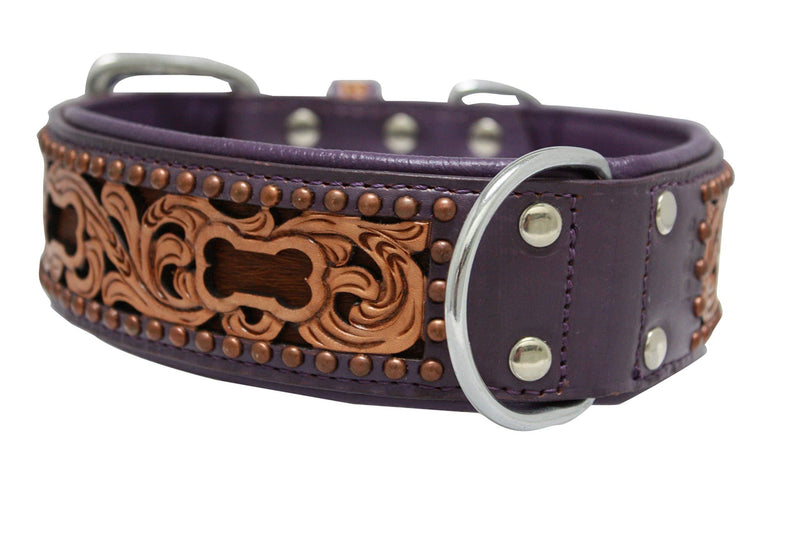 [Australia] - Genuine Leather San Antonio Dog Collar | Perfect for Medium, Large & XL Dogs | Stainless Steel Buckle | Strong, Real Argentinean Leather | Handmade | Multiple Colors & Sizes - Angel Pet Supplies 24" X 1.5" Purple 