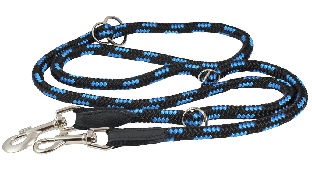 [Australia] - Adjustable Multifunctional Rope Dog Leash 42"-70" Large; 1/2" (12mm) Diam Blue/Black 