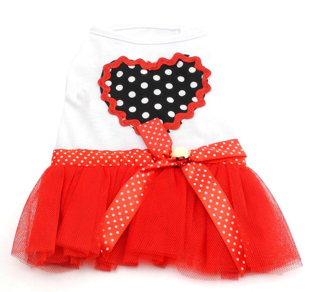 XING YU Heart Shape Dot Princess Tutu Dress X-Large Red - PawsPlanet Australia