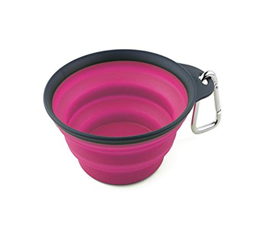 Dexas Popware for Pets Collapsible Travel Cup, Small, Gray/Pink - PawsPlanet Australia