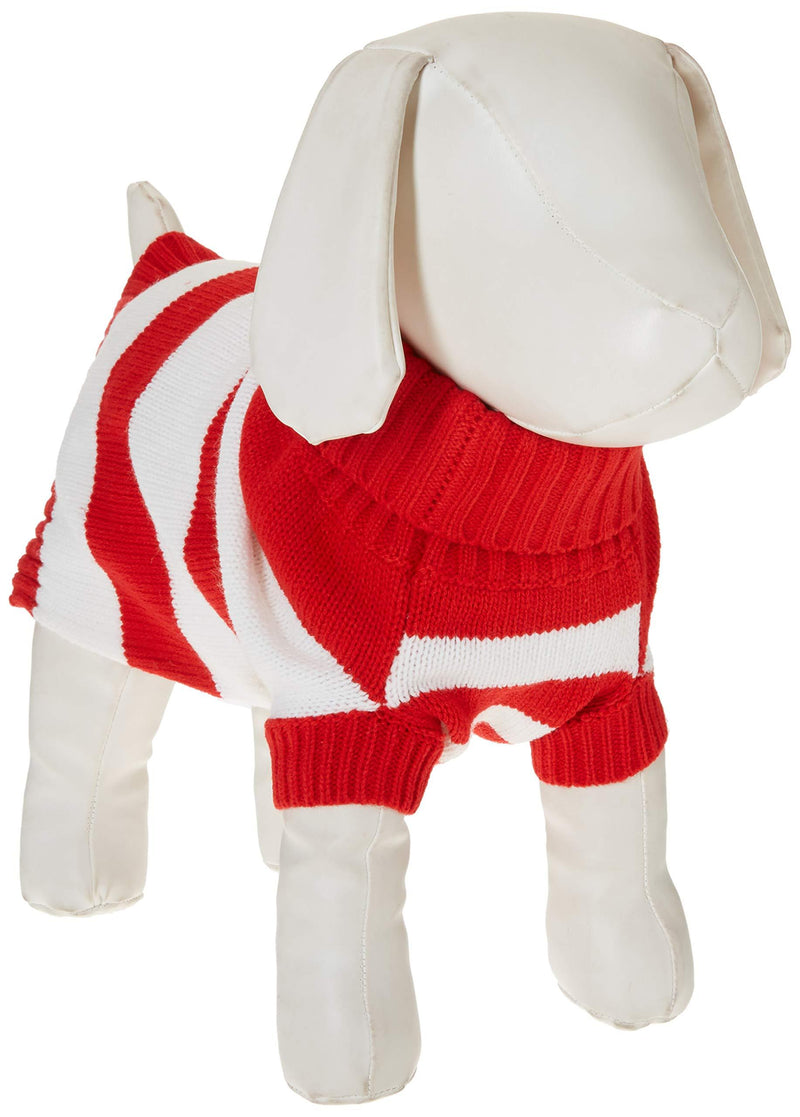 [Australia] - SMALLLEE_Lucky_Store Pet Cat Small Dog Sweater Striped, White and Red, Medium 