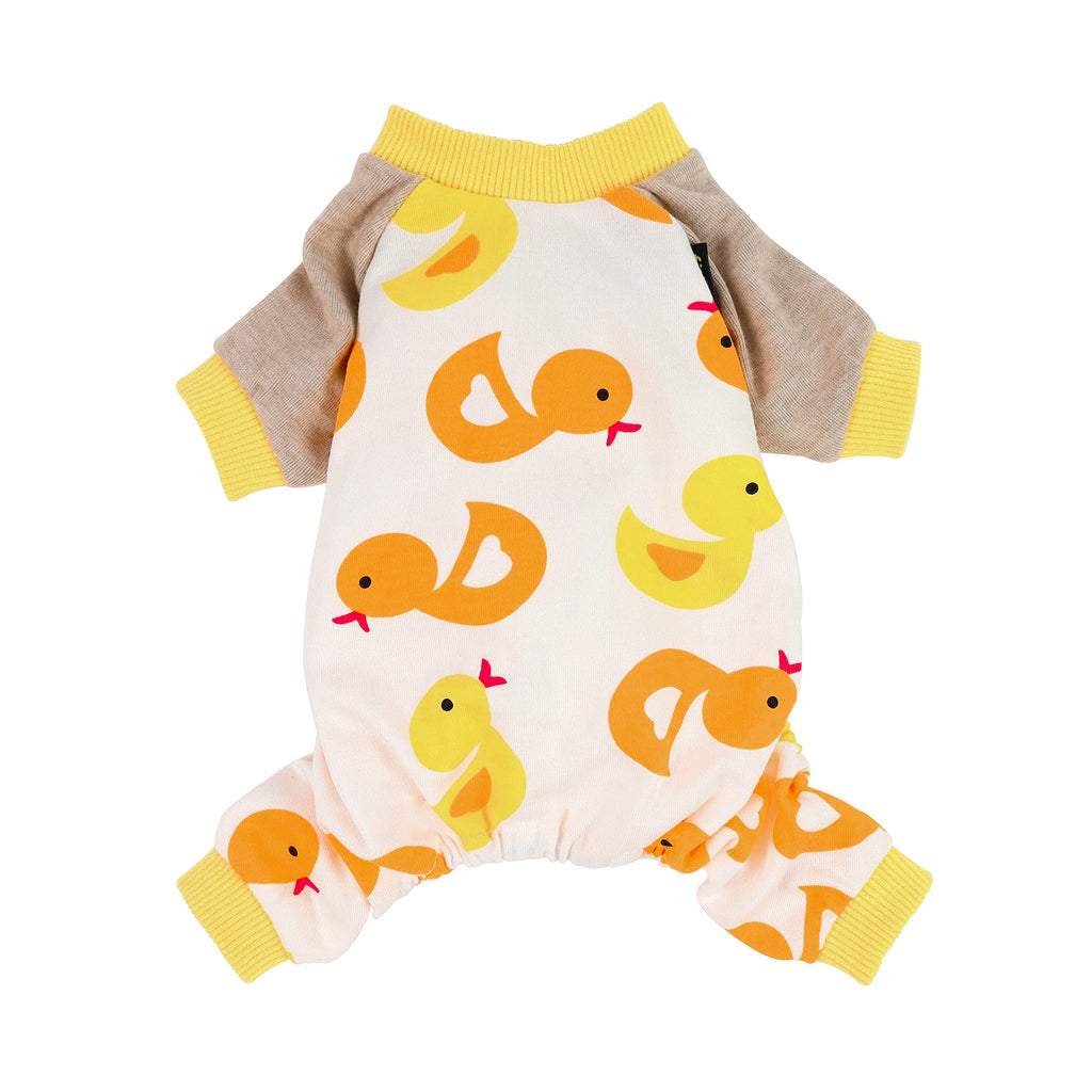 Fitwarm 100% Cotton Soft Dog Pajamas Cute Duck Breathable Pet Clothes Stretchy Puppy Onesie Doggie PJS Yellow XS X-Small - PawsPlanet Australia