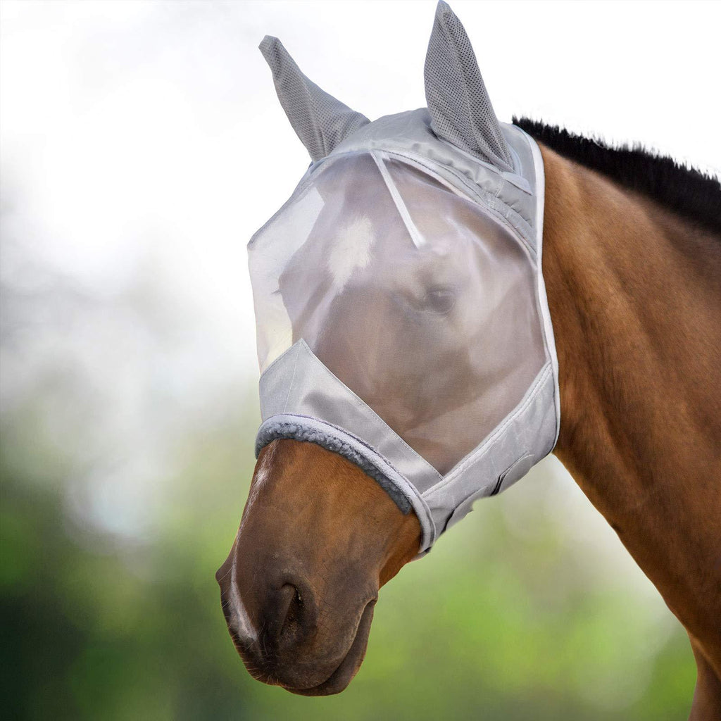 Harrison Howard CareMaster Fly Mask Half Face Moonlight Silver Cob (Medium) - PawsPlanet Australia