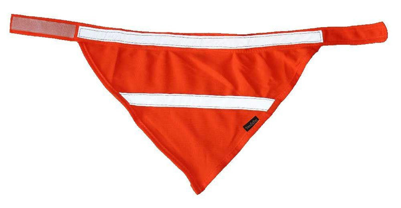 [Australia] - Dog Reflective Bandana - DeedlPet, Walk Your Dog Safely in Blaze Orange Gear with Bright White Stripes, Visible at Night for Your Dog's Protection, Easy to Use, Comfortable Medium 
