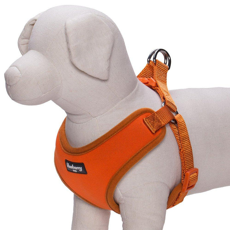 [Australia] - Blueberry Pet Harnesses for Small dogs Classic Solid Padded Dog Harness Vest Orange Fusion 14" Neck * 17-21" Chest 