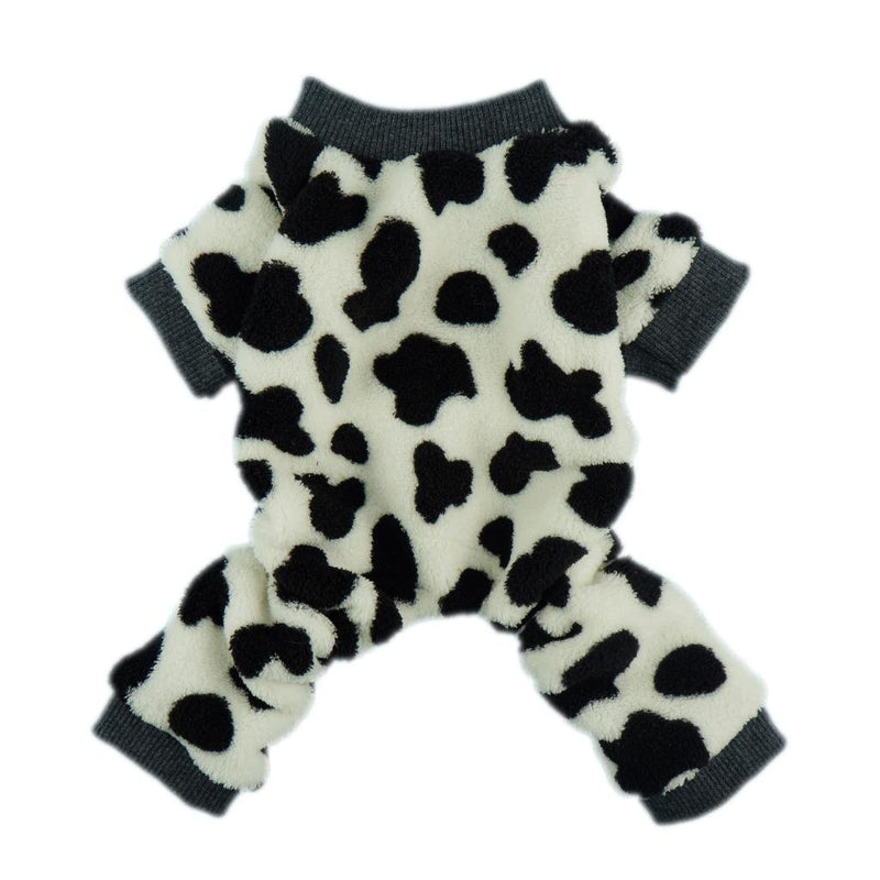 [Australia] - Fitwarm Adorable Milk Cows Pet Dog Clothes Comfy Velvet Winter Pajamas Coat Jumpsuit X-small (Chest12" Back8") 