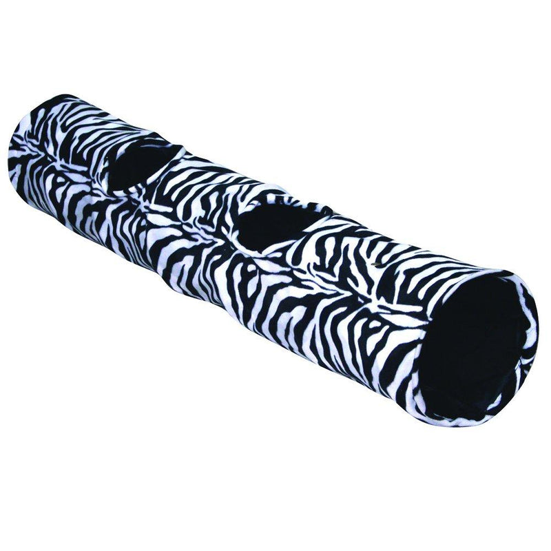 [Australia] - PetPals Group Zoom Zebra Print Crinkle Tunnel with Feather, 51 x 9 x 9 