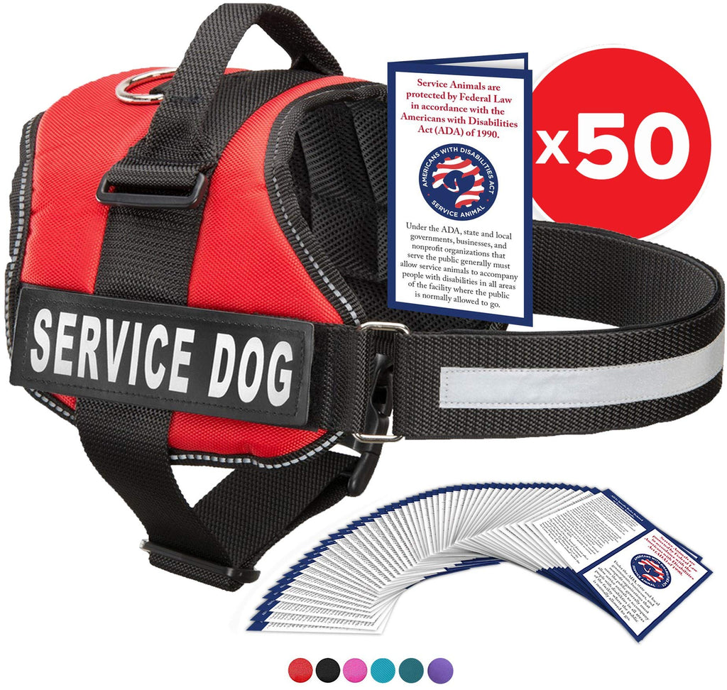 [Australia] - Industrial Puppy Service Dog Vest with Hook and Loop Straps and Handle - Harness is Available in 8 Sizes from XXXS to XXL - Service Dog Harness Features Reflective Patch and Comfortable Mesh Design Large, Fits Girth 27-33.5" Bright Red 