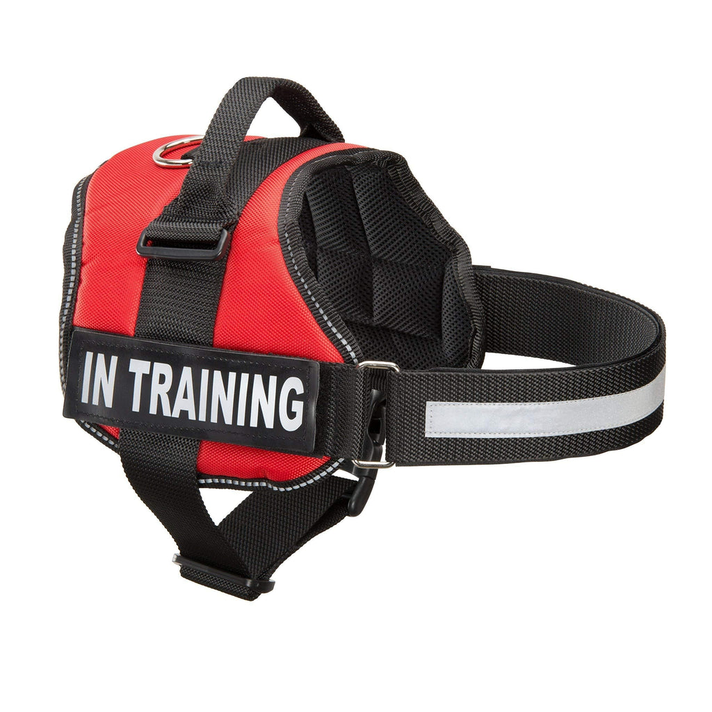 [Australia] - Industrial Puppy Service Dog in Training Vest with Reflective Strap & Removable Patches - Heavy Duty Nylon Straps and Handle for Dogs - 7 Sizes, ID Patch Options, Service Dog Vest Harness with IT tag Medium, Fits Girth 24-29" Bright Red 