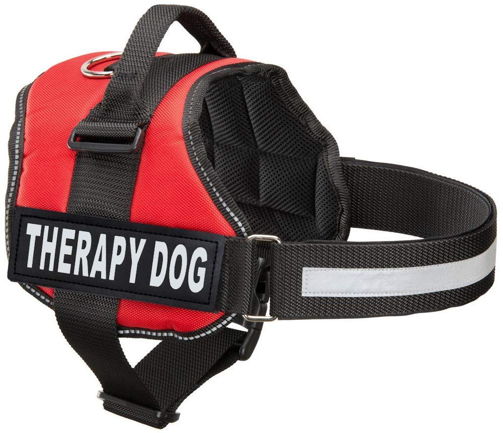 [Australia] - Industrial Puppy Therapy Dog Harness with Hook and Loop Straps and Handle - Harnesses in 7 Sizes from XXS to XXL - Therapy Dog in Training Vest Features Reflective Therapy Dog Patch XXL, Fits Girth 33-43" Red 