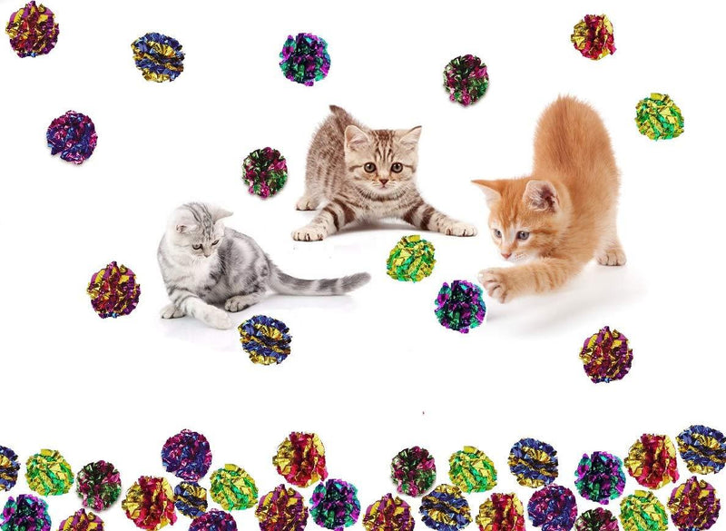 [Australia] - Prairie Horse Supply X Large Premium Mylar Crinkle Balls (7 Pack, 12 Pack, 25 Pack, 36 Pack or 46 Pack) (2.5 Inches in Diameter) Interactive Lightweight Shiny Metallic Cat Kitten Toys Assorted Colors 