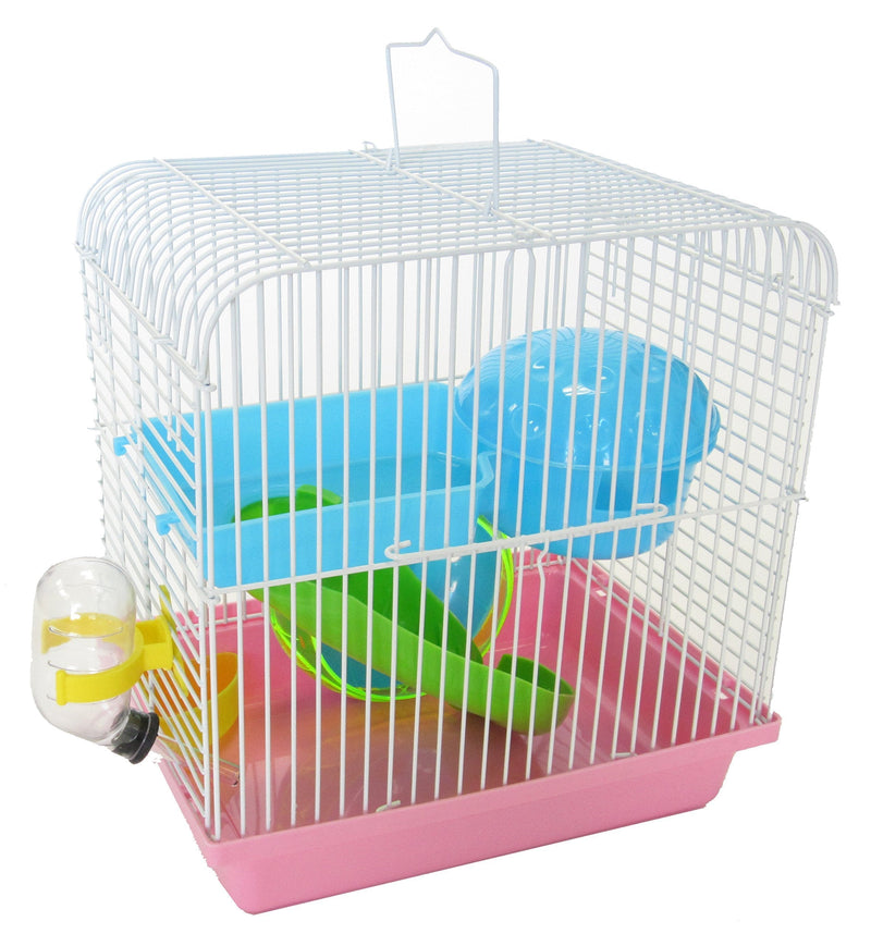 [Australia] - YML Dwarf Hamster Mice Travel Cage with Accessories, Pink 