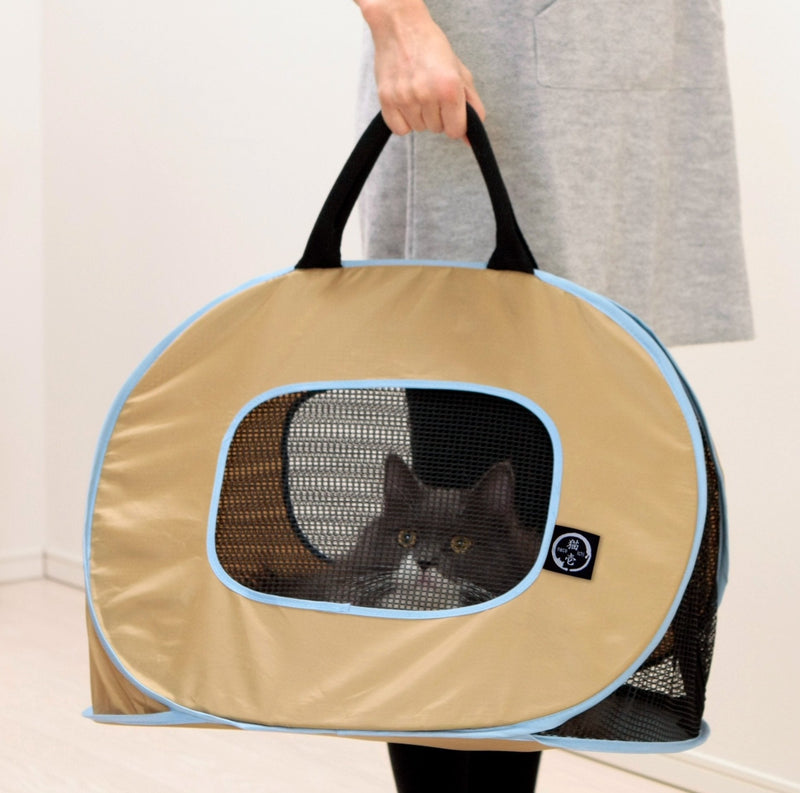 Necoichi Portable Stress Free Cage Carrier and Litter Box, Indoor & Outdoor, Travel, No.1 Seller in Japan! Beige - PawsPlanet Australia