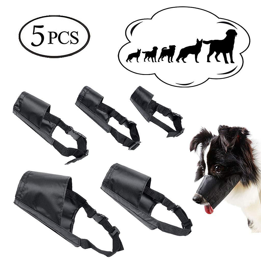 [Australia] - ewinever Dog Muzzles Suit, Adjustable Breathable Safety Small Medium Large Extra Dog Muzzles for Anti-Biting Anti-Barking Anti-Chewing Safety Protection 5PCS 