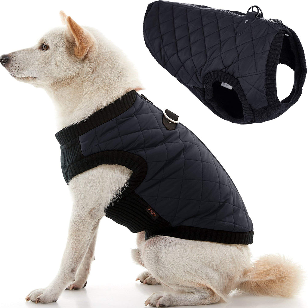 [Australia] - Gooby Fashion Dog Vest - Small Dog Sweater Bomber Dog Jacket Coat with D Ring Leash and Zipper Closure - Dog Clothes for Small Dogs Girl or Boy for Indoor and Outdoor Use X-Small chest (~9.5") Black 