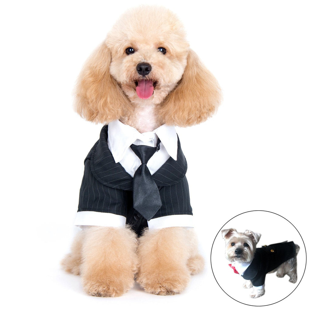 [Australia] - Alfie Pet - Oscar Formal Tuxedo with Black Tie and Red Bow Tie Medium 