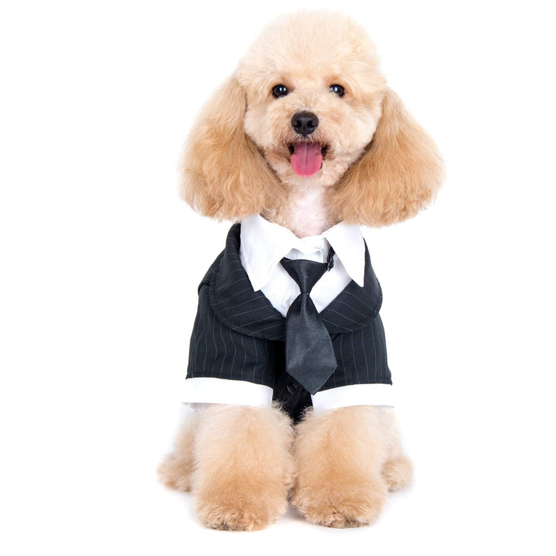 Alfie Pet - Oscar Formal Tuxedo with Black Tie and Red Bow Tie XS - PawsPlanet Australia