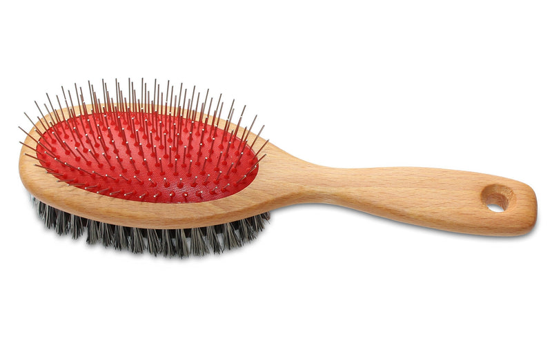 [Australia] - Mars Professional 1" Pin and Bristle Mane and Tail Brush for Horses, Stainless Steel, Nylon Bristle, Wooden Handle, Made in Germany 
