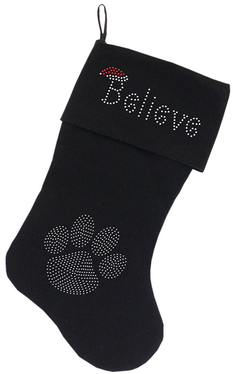 [Australia] - Mirage Pet Products Believe Rhinestone Velvet Christmas Stocking Black, 18" 