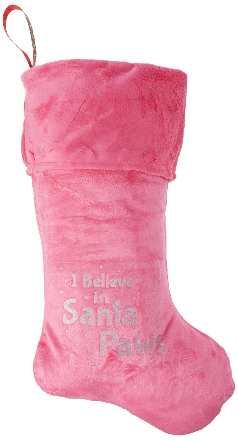 [Australia] - Mirage Pet Products Santa Paws Screen Print Velvet Christmas Stocking, Size 18, Pink 