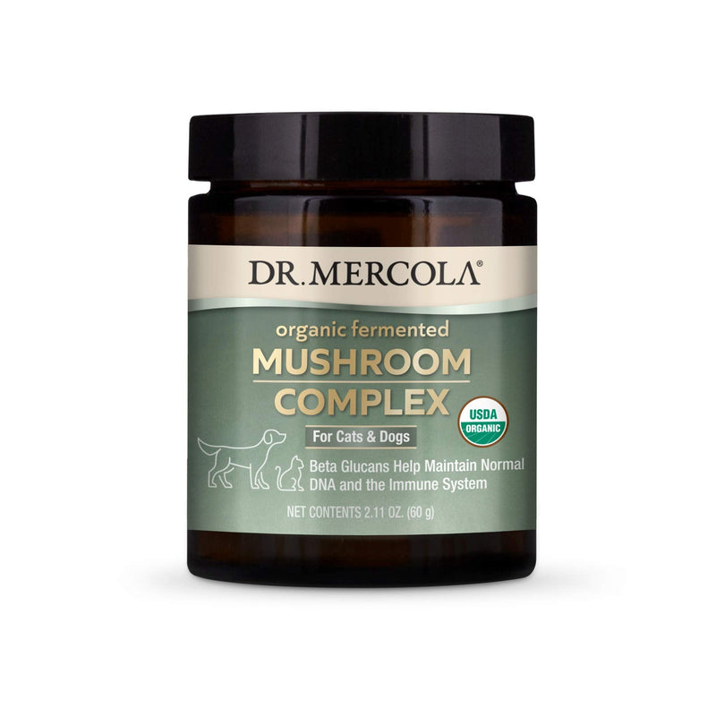Dr. Mercola Organic Fermented Mushroom Complex Powder Supplement for Pets, 60g, Supports Digestive and Immune Health, Non GMO, Soy Free, Gluten Free, USDA Organic - PawsPlanet Australia