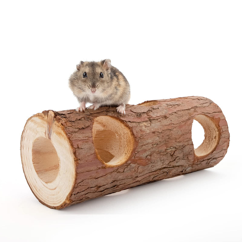 Niteangel Natural Wooden Hamster Mouse Tunnel Tube Toy Forest Hollow Tree Trunk - PawsPlanet Australia