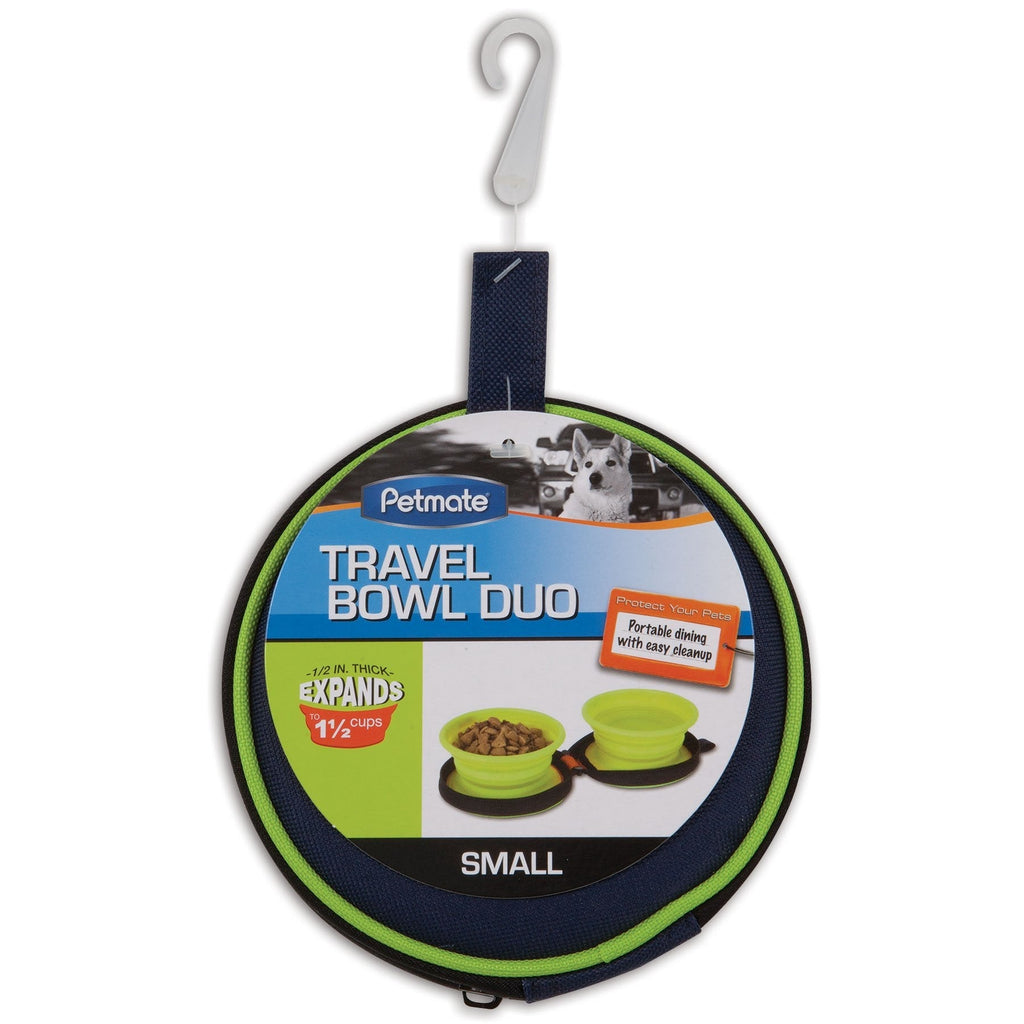 Petmate Silicone Duo Travel Bowl 1.5 CUP Navy Blue/Go Go Green - PawsPlanet Australia