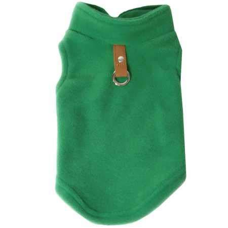 [Australia] - Gooby - Fleece Vest, Small Dog Pullover Fleece Jacket with Leash Ring Medium chest (~13.5") Green 