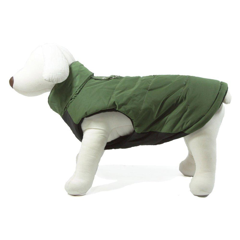 [Australia] - Gooby - Wind Parka, Fleece Lined Small Dog Jacket Coat Sweater with Water Resistant Shell and Leash Ring GREEN Medium chest (~17") 