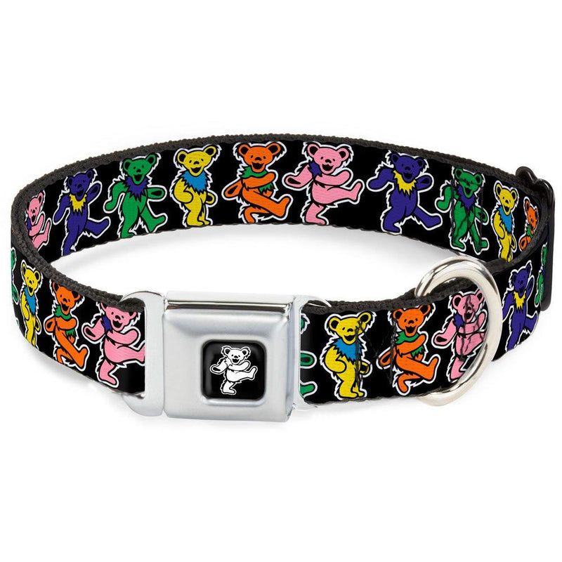 [Australia] - Buckle-Down Seatbelt Buckle Dog Collar - Dancing Bears Black/Multi Color 1" Wide - Fits 15-26" Neck - Large 