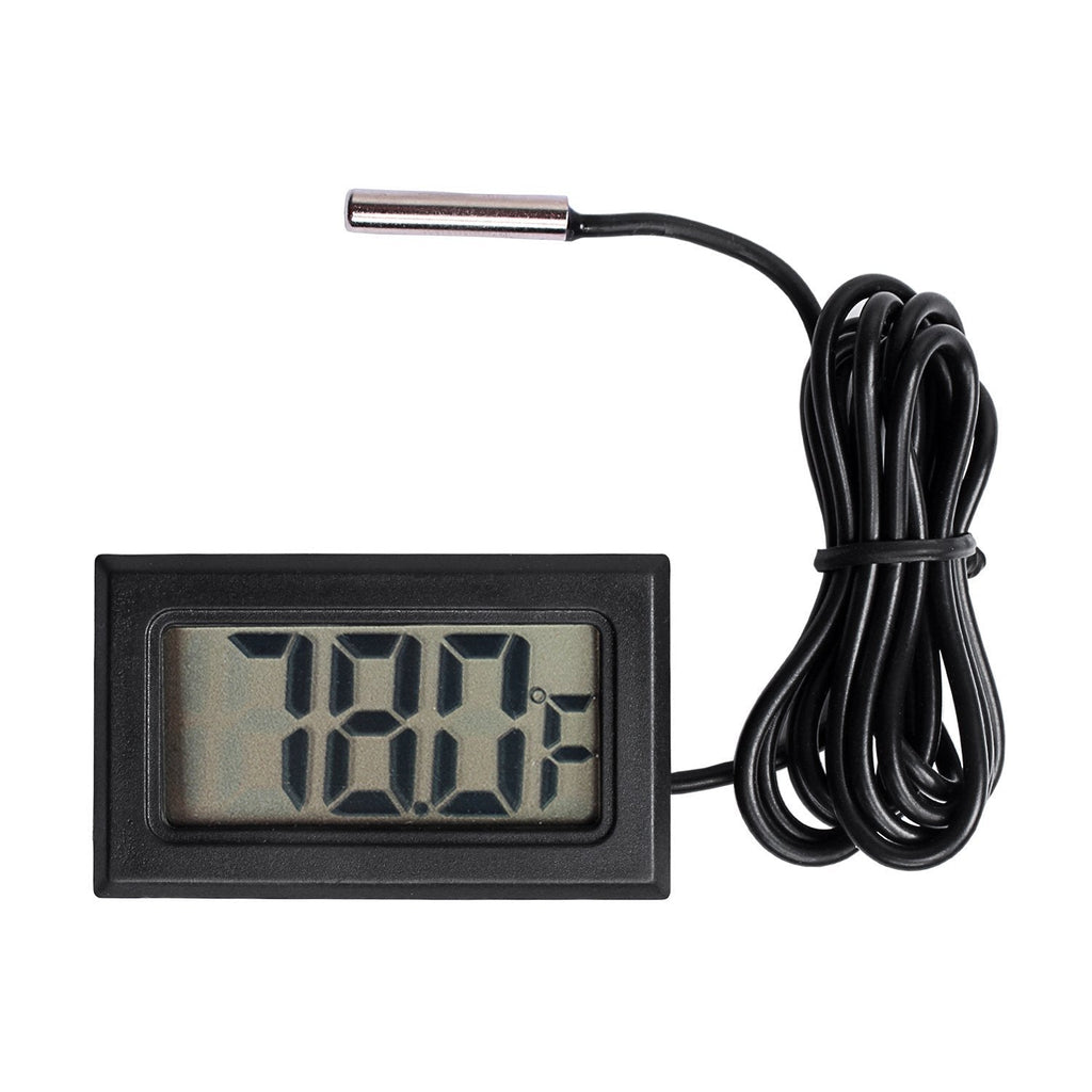 Qooltek Digital LCD Thermometer Temperature Gauge Aquarium Thermometer with Probe for Vehicle Reptile Terrarium Fish Tank Refrigerator(Fahrenheit) - PawsPlanet Australia