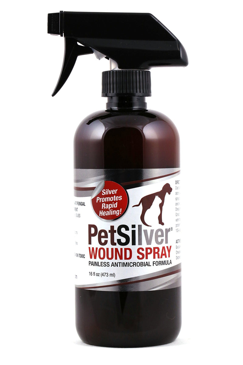 PetSilver Wound Spray with Chelated Silver | Painless Formula | All Natural | Vet Formulated | Wounds, Cuts, Scrapes, Dry Skin, Hot Spots, Bacteria | 16 fl oz - PawsPlanet Australia