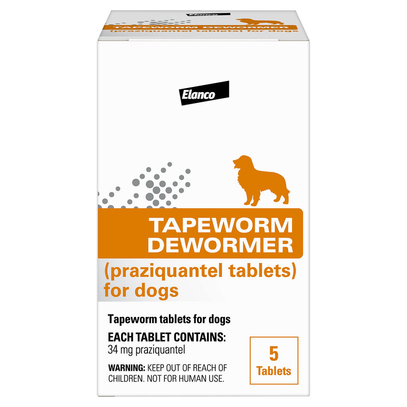 Elanco Tapeworm Dewormer (praziquantel tablets) for Dogs, 5-Count Praziquantel Tablets for Dogs and Puppies 4 Weeks and Older - PawsPlanet Australia