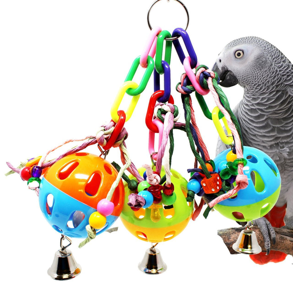 [Australia] - Bonka Bird Toys 1810 Noisy Three Ball Bird Toy Parrot cage Toys Cages Cockatiel African Grey Conure 