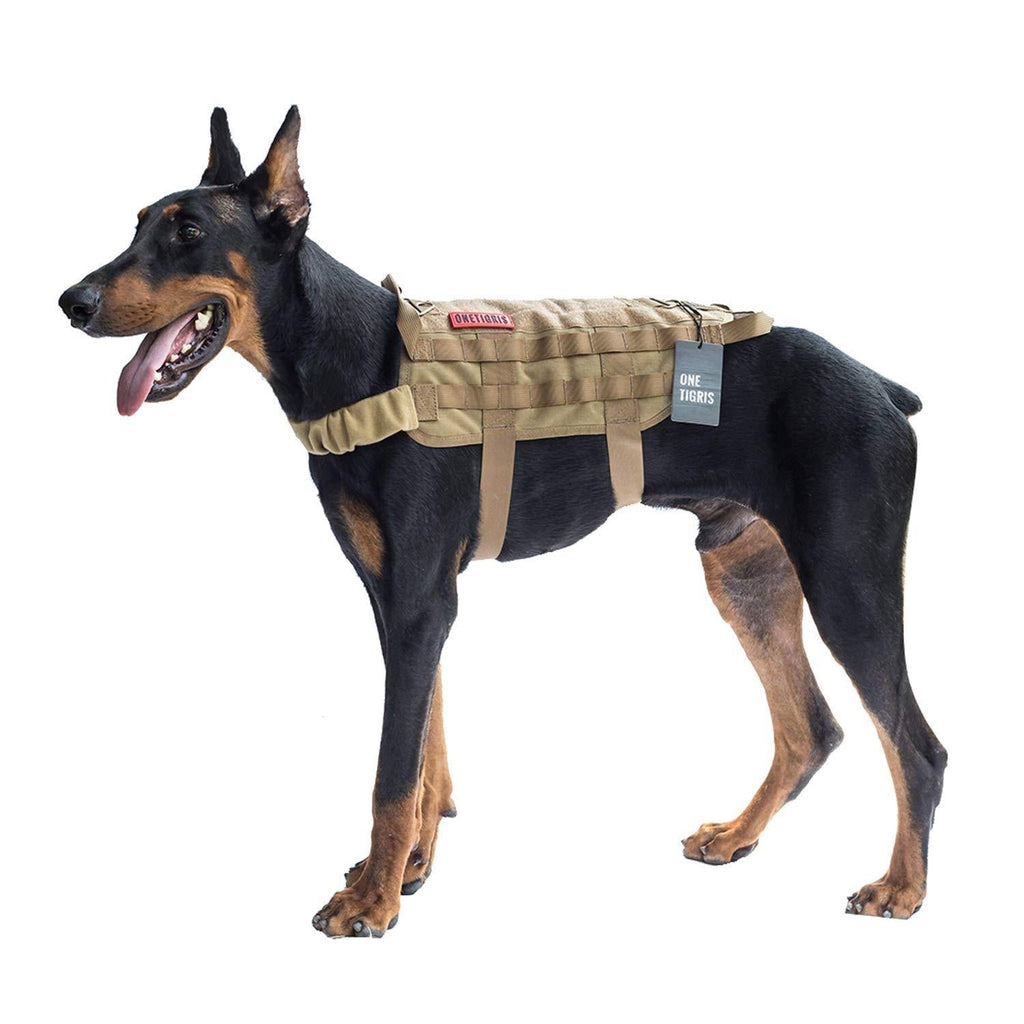 [Australia] - OneTigris Tactical Dog Training Vest Harness with Mesh Padding and Two Handles (Tan, XL / 54cm) 