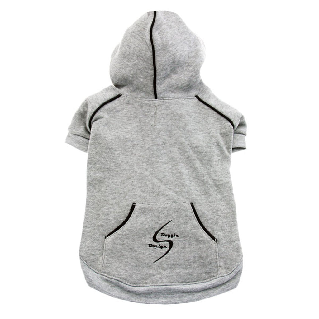 FLEECE LINED DOG PET HOODIE HEAVYWEIGHT EMBROIDERED SWEATSHIRT GRAY ALL SIZES (Medium) Medium - PawsPlanet Australia