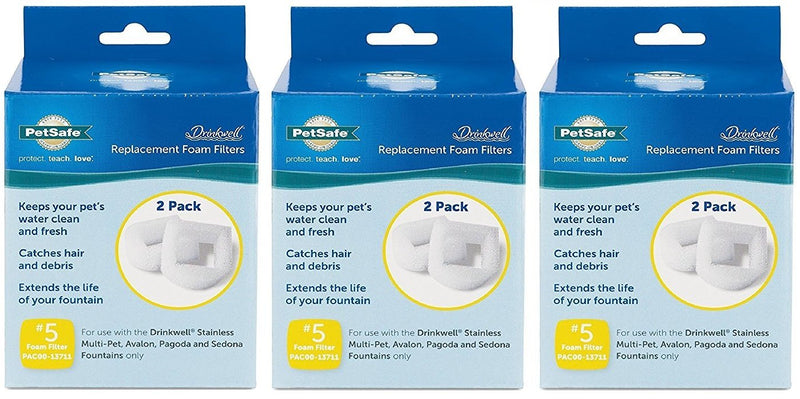 [Australia] - PetSafe Drinkwell 3 Pack of Replacement Foam Filter for 360 Lotus Pet Fountain, 2 Filters Per Pack 