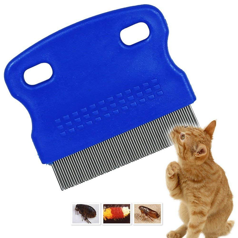 Patty Both Dog Cat Pet Lice &Flea & Nit Removal Comb/Brush, Precision Spaced Stainless Steel Teeth Locked into Sturdy Plastic Handle for Easy Cleaning(Blue) - PawsPlanet Australia