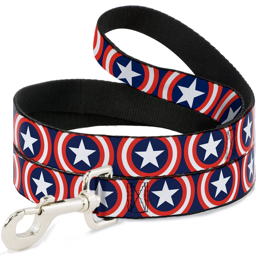 [Australia] - Buckle-Down Pet Leash - Captain America Shield Repeat Blue - 4 Feet Long - 1/2" Wide 4 Feet Long - 1" Wide 