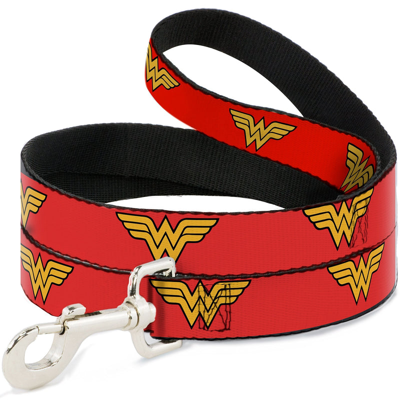 [Australia] - Buckle-Down Pet Leash - Wonder Woman Logo Red - 4 Feet Long - 1.5" Wide 6 Feet Long - 1/2" Wide 