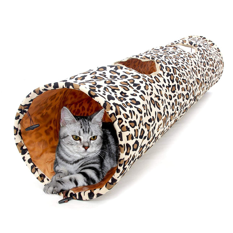 PAWZ Road Cat Toys Collapsible Tunnel Leopard Cat Tunnel Tube for Cat,Rabbits and Dogs Medium - PawsPlanet Australia