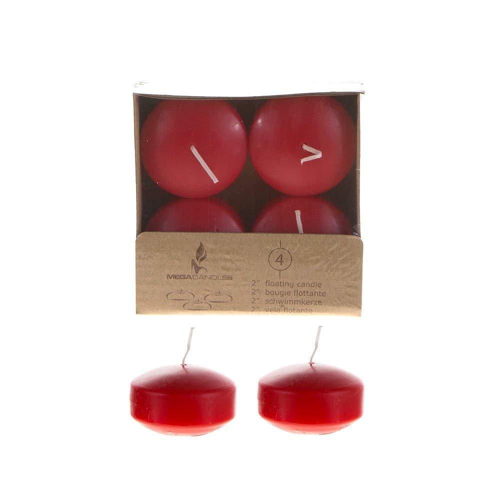 Mega Candles - Unscented 2" Floating Disc Candles - Red, Set of 12 - PawsPlanet Australia