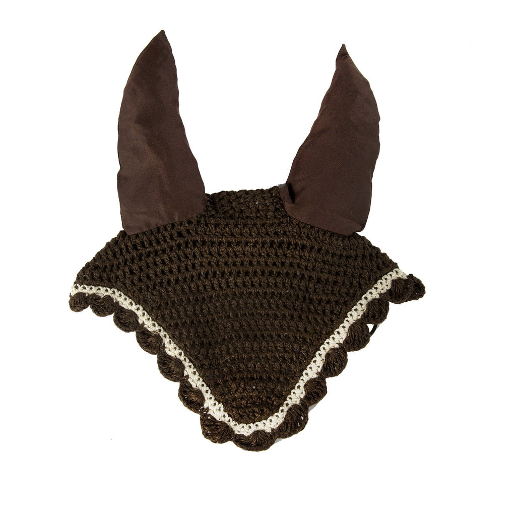 Intrepid International All Crochet Fly Veil with Ears Horse Size Black/Gold - PawsPlanet Australia